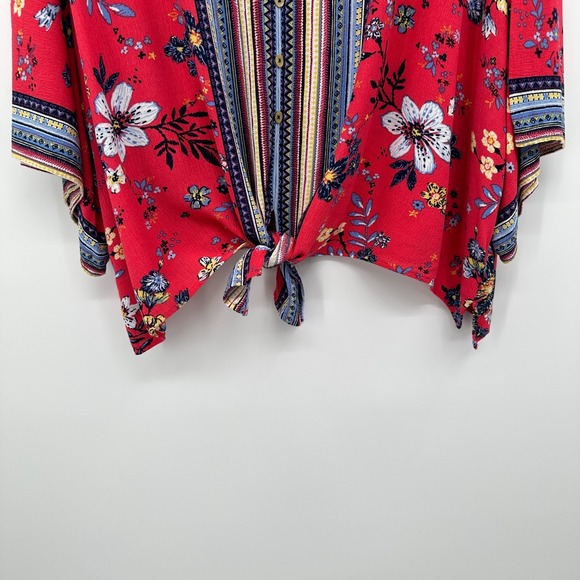 Ali Miles Top Shirt Size 3X Floral 3/4 Kimono Sleeve Fairycore Cottagecore Boho - Picture 6 of 13